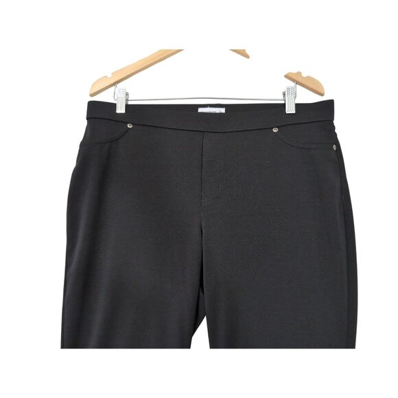 Susan Graver Milano Knit Jean Style Pull On Pants Womens L Petite Black Stretch - Picture 3 of 10